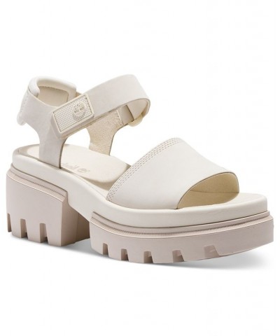 Women's Everleigh Lug-Sole Block-Heel Sandals White $44.40 Shoes