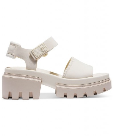 Women's Everleigh Lug-Sole Block-Heel Sandals White $44.40 Shoes