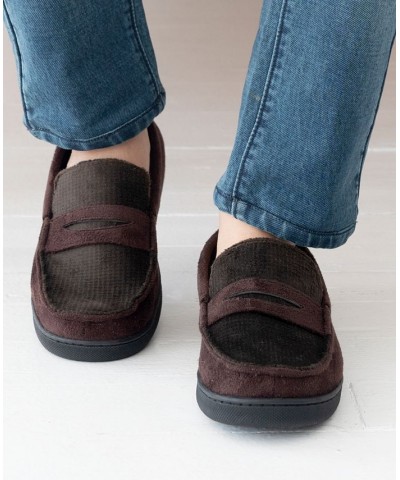 Men's Houndstooth Jasper Moccasin Slippers Brown $15.98 Shoes