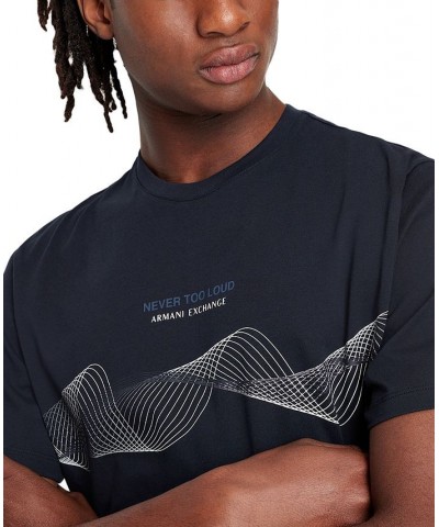 Men's Sound Wave Logo Graphic T-Shirt Blue $29.90 T-Shirts