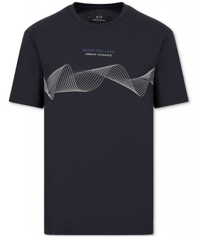 Men's Sound Wave Logo Graphic T-Shirt Blue $29.90 T-Shirts