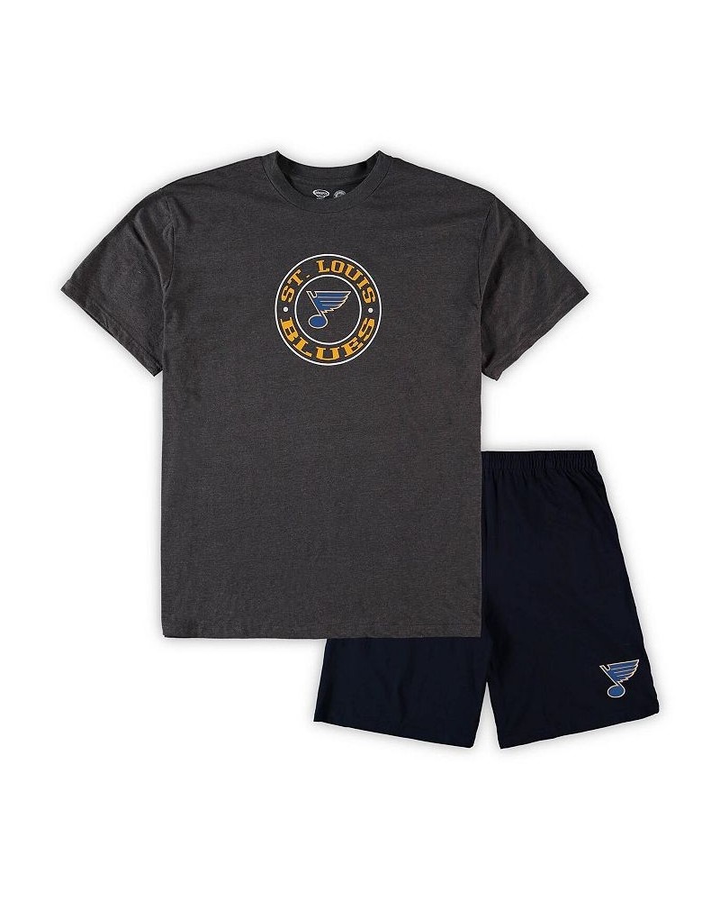 Men's Blue, Heathered Charcoal St. Louis Blues Big and Tall T-shirt and Shorts Sleep Set $38.40 Pajama