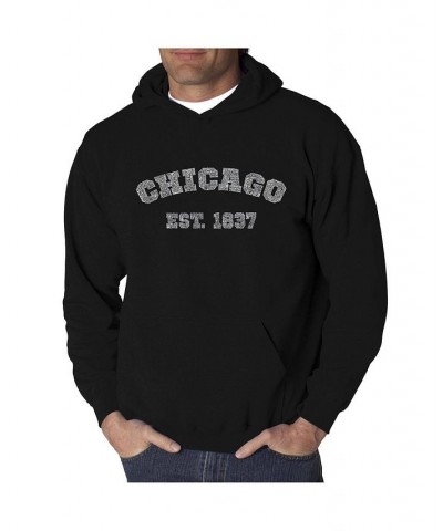 Men's Word Art Hooded Sweatshirt - Chicago 1837 Black $33.59 Sweatshirt