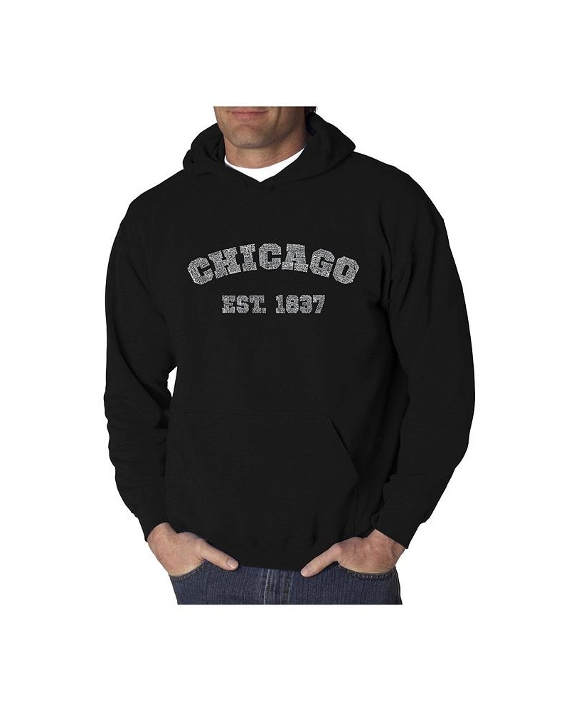 Men's Word Art Hooded Sweatshirt - Chicago 1837 Black $33.59 Sweatshirt