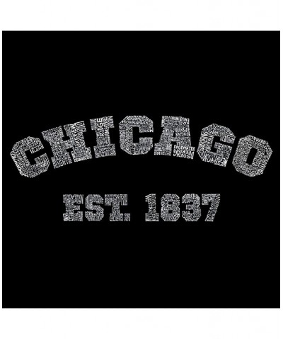 Men's Word Art Hooded Sweatshirt - Chicago 1837 Black $33.59 Sweatshirt