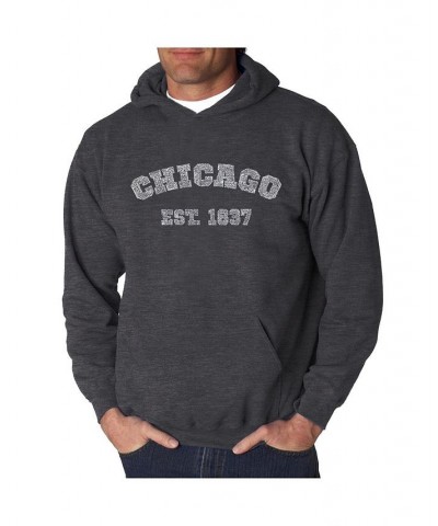 Men's Word Art Hooded Sweatshirt - Chicago 1837 Black $33.59 Sweatshirt