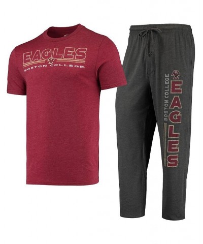 Men's Heathered Charcoal, Maroon Boston College Eagles Meter T-shirt and Pants Sleep Set $28.70 Pajama