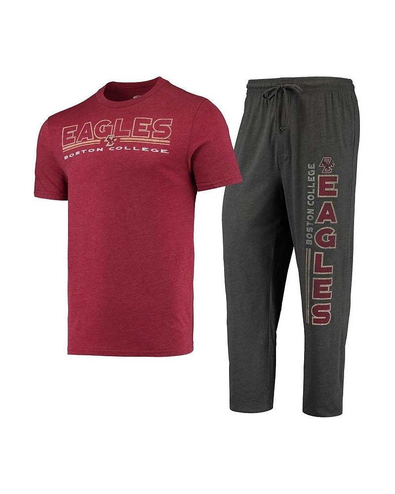 Men's Heathered Charcoal, Maroon Boston College Eagles Meter T-shirt and Pants Sleep Set $28.70 Pajama