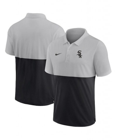 Men's Silver, Black Chicago White Sox Team Baseline Striped Performance Polo Shirt $40.00 Polo Shirts