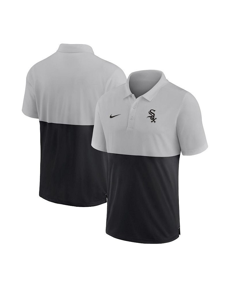 Men's Silver, Black Chicago White Sox Team Baseline Striped Performance Polo Shirt $40.00 Polo Shirts