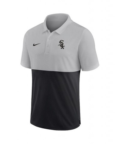 Men's Silver, Black Chicago White Sox Team Baseline Striped Performance Polo Shirt $40.00 Polo Shirts