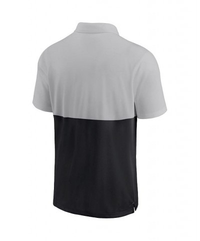 Men's Silver, Black Chicago White Sox Team Baseline Striped Performance Polo Shirt $40.00 Polo Shirts