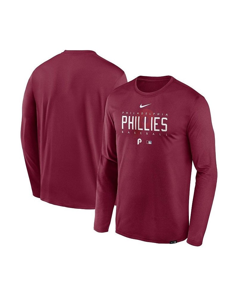 Men's Burgundy Philadelphia Phillies Authentic Collection Team Logo Legend Performance Long Sleeve T-shirt $26.40 T-Shirts