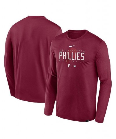 Men's Burgundy Philadelphia Phillies Authentic Collection Team Logo Legend Performance Long Sleeve T-shirt $26.40 T-Shirts