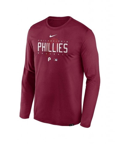 Men's Burgundy Philadelphia Phillies Authentic Collection Team Logo Legend Performance Long Sleeve T-shirt $26.40 T-Shirts