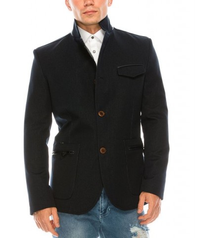 Men's Modern Casual Stand Collar Sports Jacket Navy $123.00 Coats