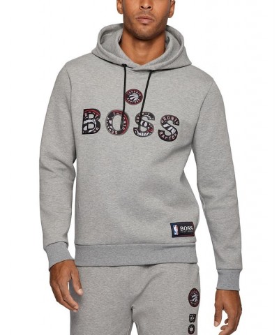 BOSS Men's NBA Toronto Raptors Cotton-Blend Hoodie Silver $88.36 Sweatshirt