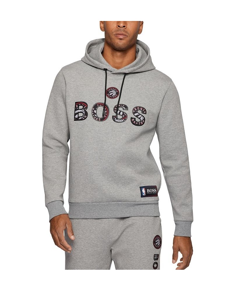 BOSS Men's NBA Toronto Raptors Cotton-Blend Hoodie Silver $88.36 Sweatshirt