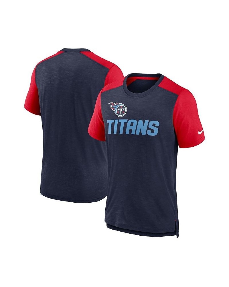 Men's Heathered Navy, Heathered Red Tennessee Titans Color Block Team Name T-shirt $32.50 T-Shirts