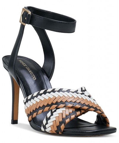 Ambrinna Ankle-Strap Woven Dress Sandals Black $45.15 Shoes