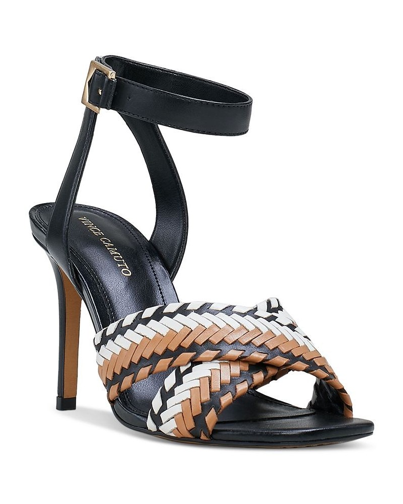 Ambrinna Ankle-Strap Woven Dress Sandals Black $45.15 Shoes