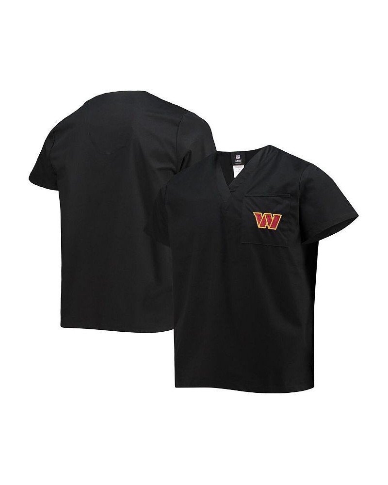 Men's Black Washington Commanders V-Neck Scrub Top $23.84 Tops