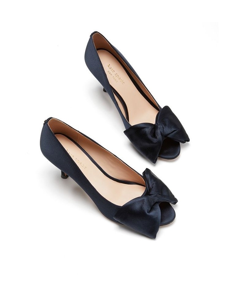 Crawford Peep-Toe Bow Pumps Blue $88.06 Shoes