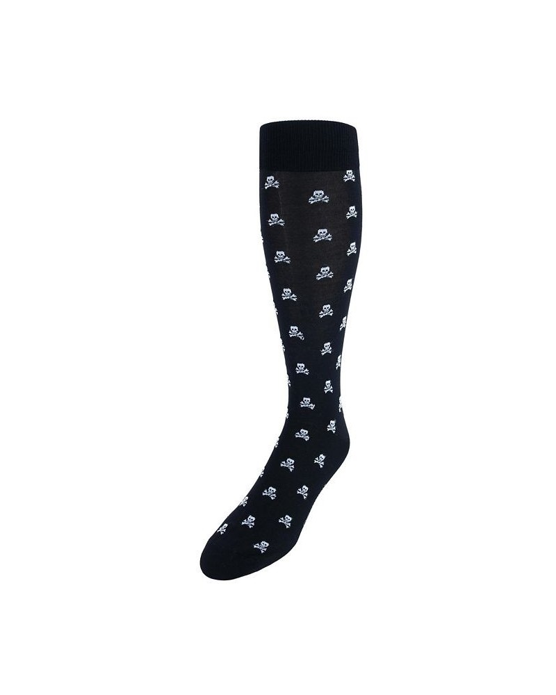 Rodger Skull and Cross Bones Over The Calf Mercerized Cotton Socks Black $21.28 Socks