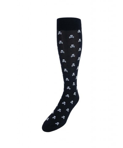 Rodger Skull and Cross Bones Over The Calf Mercerized Cotton Socks Black $21.28 Socks