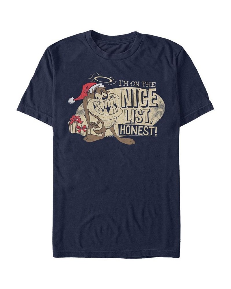 Men's Looney Tunes on The Nice List Short Sleeve T-shirt Blue $18.89 T-Shirts