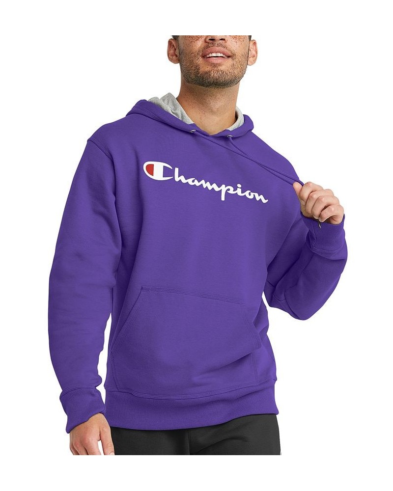 Men's Script Logo Powerblend Hoodie Purple $24.09 Sweatshirt