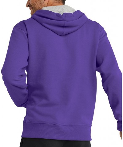 Men's Script Logo Powerblend Hoodie Purple $24.09 Sweatshirt