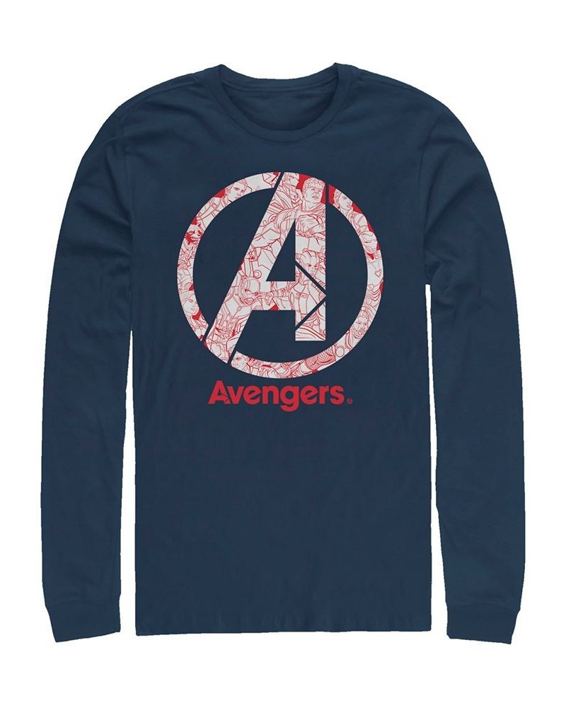 Marvel Men's Avengers Endgame Line Art Logo, Long Sleeve T-shirt Blue $21.59 T-Shirts