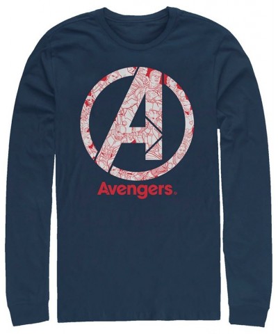 Marvel Men's Avengers Endgame Line Art Logo, Long Sleeve T-shirt Blue $21.59 T-Shirts