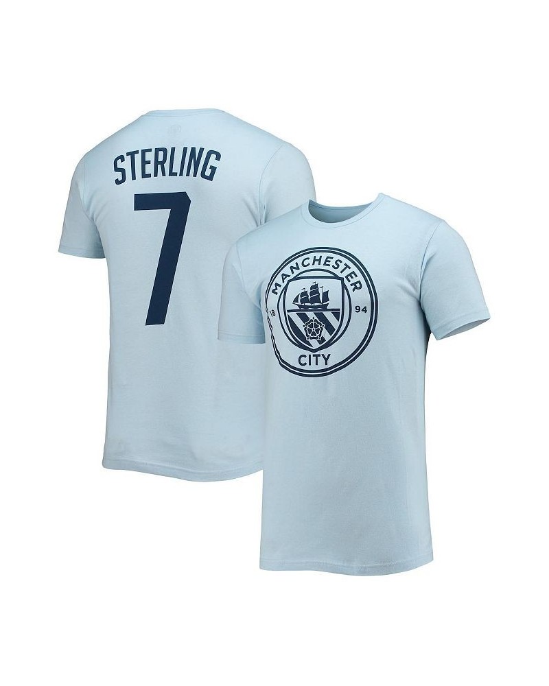 Men's Raheem Sterling Light Blue Manchester City Name and Number T-shirt $24.74 T-Shirts