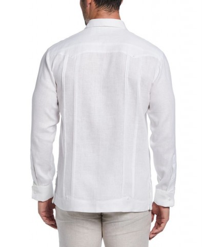 Men's Linen Embroidered Long-Sleeve Guayabera Shirt White $33.00 Shirts