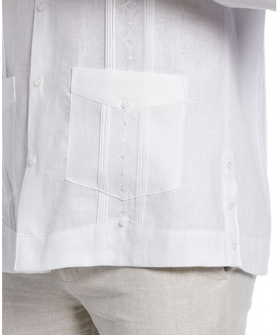 Men's Linen Embroidered Long-Sleeve Guayabera Shirt White $33.00 Shirts