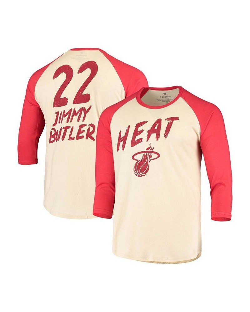 Men's Jimmy Butler Cream, Red Miami Heat Raglan 3/4 Sleeve T-shirt $24.43 T-Shirts