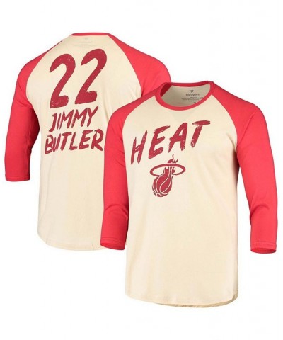 Men's Jimmy Butler Cream, Red Miami Heat Raglan 3/4 Sleeve T-shirt $24.43 T-Shirts