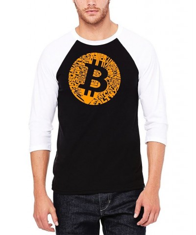 Men's Bitcoin Raglan Word Art T-shirt Black $23.39 T-Shirts