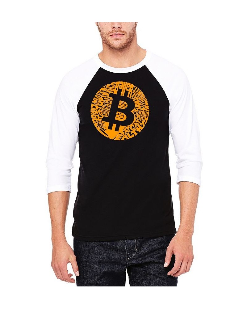 Men's Bitcoin Raglan Word Art T-shirt Black $23.39 T-Shirts