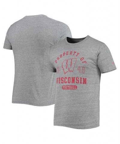 Men's Heathered Gray Wisconsin Badgers Hail Mary Football Victory Falls Tri-Blend T-shirt $21.60 T-Shirts