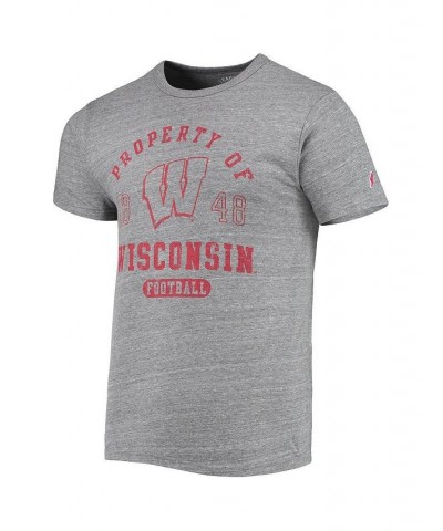 Men's Heathered Gray Wisconsin Badgers Hail Mary Football Victory Falls Tri-Blend T-shirt $21.60 T-Shirts