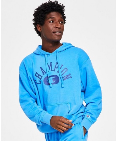 Men's Vintage Wash Varsity Hoodie Blue $19.32 Sweatshirt