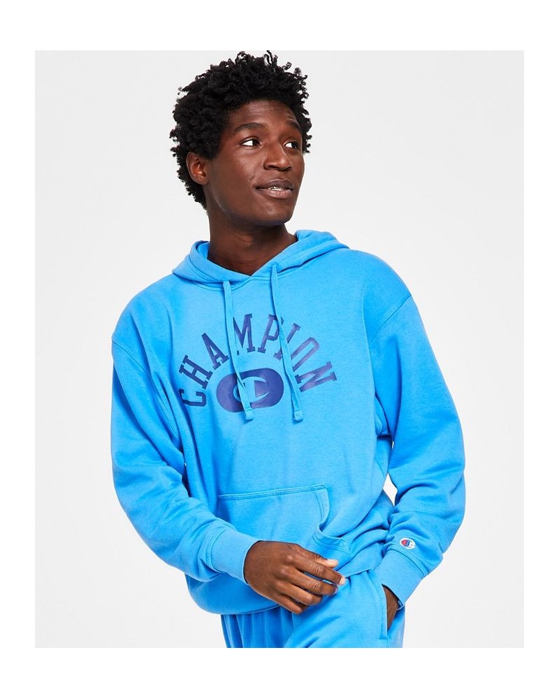 Men's Vintage Wash Varsity Hoodie Blue $19.32 Sweatshirt