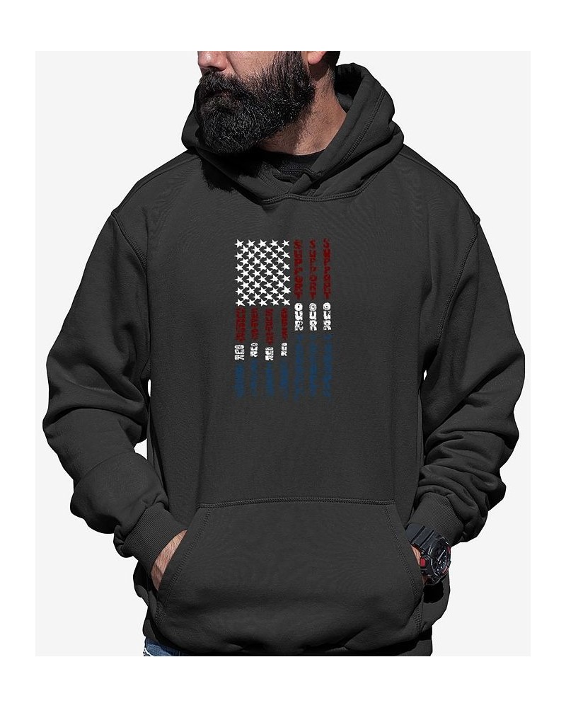 Men's Support Our Troops Word Art Hooded Sweatshirt Gray $33.59 Sweatshirt