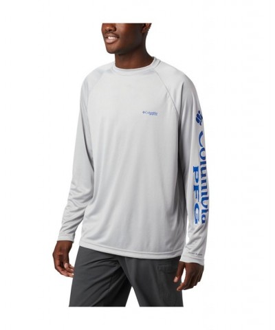 PFG Men's Terminal Tackle UPF 50 Quick Dry Shirt Cool Grey, Vivid Blue Logo $20.50 T-Shirts