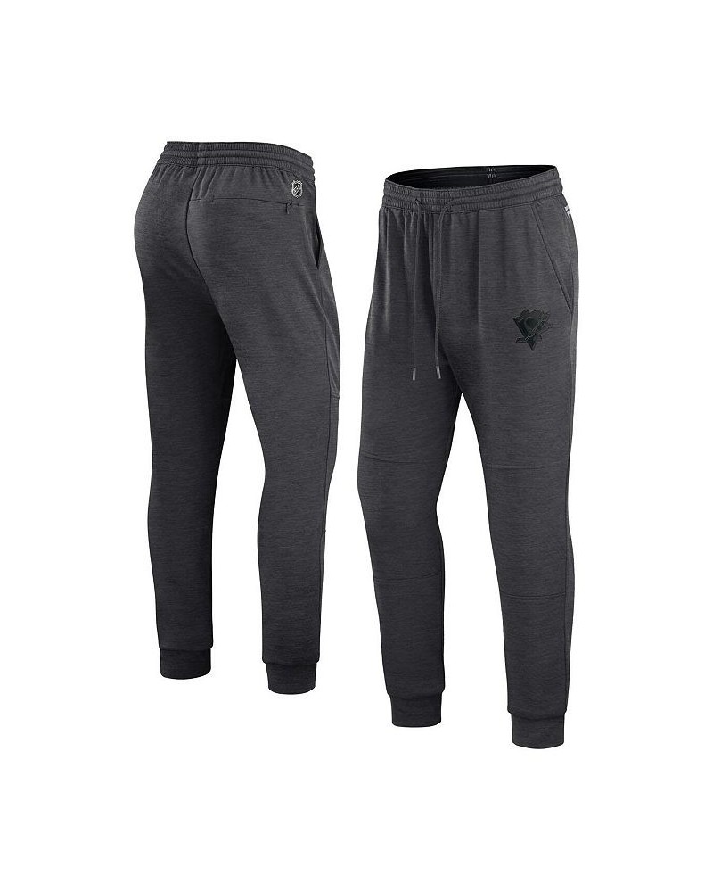 Men's Branded Heather Charcoal Pittsburgh Penguins Authentic Pro Road Jogger Sweatpants $39.90 Pants