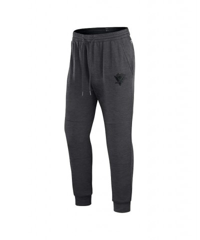 Men's Branded Heather Charcoal Pittsburgh Penguins Authentic Pro Road Jogger Sweatpants $39.90 Pants