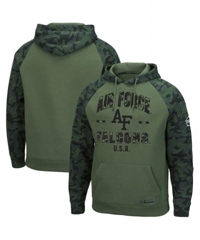 Men's Olive and Camo Air Force Falcons OHT Military-Inspired Appreciation Raglan Pullover Hoodie $41.24 Sweatshirt